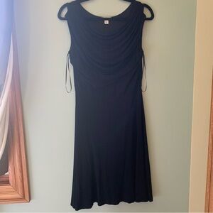 Boston Proper Black Draped Midi Dress. Size small.